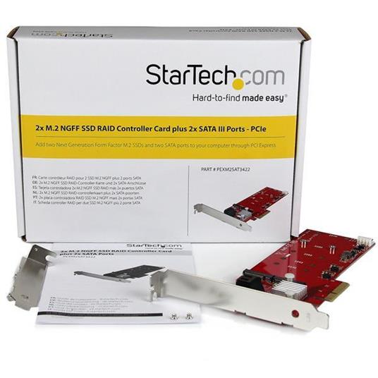 StarTech.com Scheda PCI Express Controller 2x M.2 NGFF SSD RAID con 2 Porte Sata III - PCIe - 5