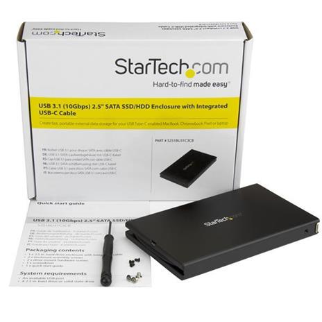 StarTech.com Box Case Esterno SATA SSD/HDD USB 3.1 (10 Gbps) da 2,5" con Cavo USB-C integrato - 5