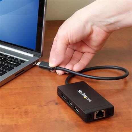 StarTech.com Hub USB 3.0 a 3 porte con USB-C e Ethernet Gigabit - Include Adattatore di Alimentazione - 4