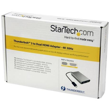 StarTech.com Adattatore Thunderbolt 3 a Dual HDMI 2.0 - Certificato Thunderbolt 3 4K 60Hz - Adattatore convertitore video per doppio monitor HDMI - Compatibile con Mac e Windows - Doppio display HDMI 4K - 4