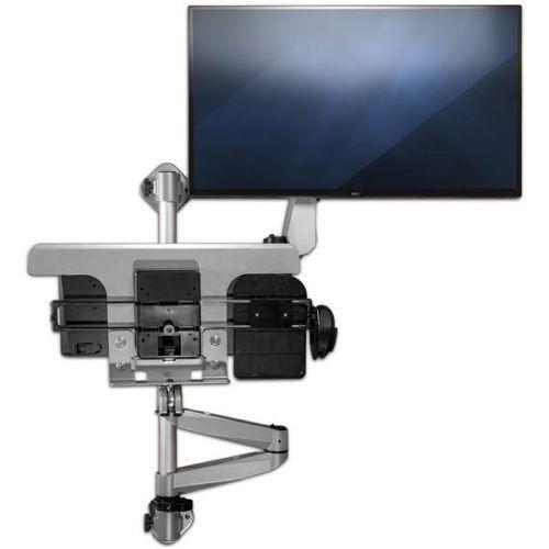 StarTech.com Postazione di lavoro con montaggio a parete - Scrivania articolata con braccio ergonomico per monitor regolabile in altezza e vassoio imbottito per tastiera - Display VESA da 34" - Supporto a muro pieghevole - 4