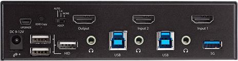 StarTech.com KVM Switch HDMI a 2 porte - Monitor singolo 4K 60Hz Ultra HD HDR - Switch KVM HDMI 2.0 per PC con 2 porte USB 3.0 Hub (5Gbps) e 4x USB 2.0 HID, Audio - Commutazione con tasti rapidi - Conforme allo standard TAA - 9