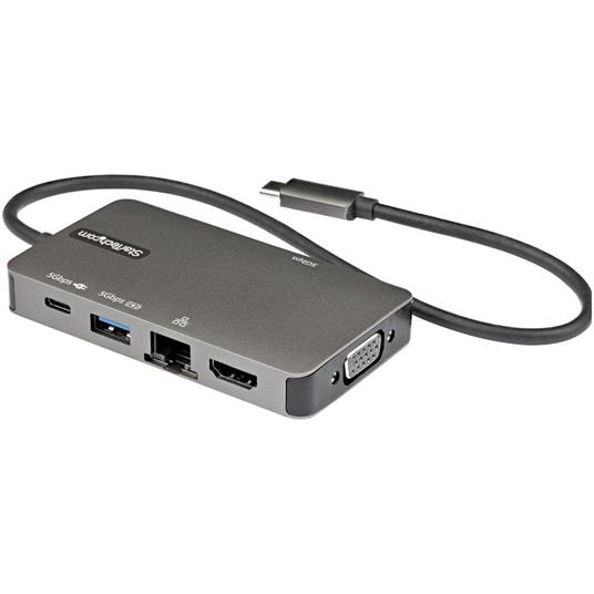 StarTech.com Adattatore multiporta USB-C a HDMI 4K 30 Hz o VGA 1080p - Convertitore USB C con HUB USB a 3 porte e 100W Power Delivery - GbE - Cavo integrato da 12 cm