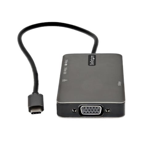 StarTech.com Adattatore multiporta USB-C a HDMI 4K 30 Hz o VGA 1080p - Convertitore USB C con HUB USB a 3 porte e 100W Power Delivery - GbE - Cavo integrato da 12 cm - 2