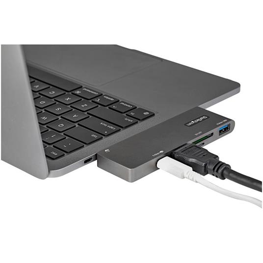 StarTech.com Adattatore Multiporta USB C a HDMI 4K per MacBook Pro/Air - USB Type-C, 100W Power Delivery Pass-through, slot SD/MicroSD, hub USB 3.0 a 2 porte - Mini Dock USB-C portatile - 10