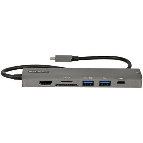 StarTech.com Adattatore multiporta USB C - Da USB-C a HDMI 2.0 4K 60Hz, 100W Power Delivery Pass-through, slot SD/MicroSD, Hub USB 3.0 a 2 porte - USB Type-C Mini Dock - Cavo integrato da 30cm - 5