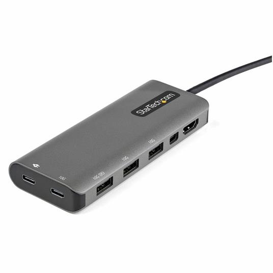 StarTech.com Adattatore multiporta USB-C a HDMI o Mini DisplayPort 4K 60Hz - Mini Dock USB Type C - Convertitore USB C con HUB USB a 4 porte e 100W Power Delivery - 10 Gbps - Cavo integrato da 12 cm - 5