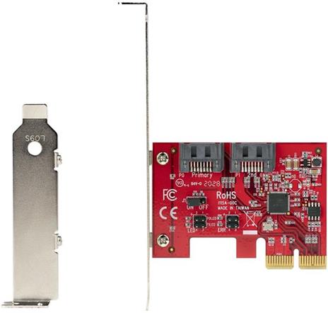 StarTech.com Scheda PCIe SATA - Scheda di Espansione PCIe SATA 2 Porte 6Gbps - Profilo Alto/Basso - Controller RAID SATA ASM1062R - Adattatore PCI Express /SATA - 3