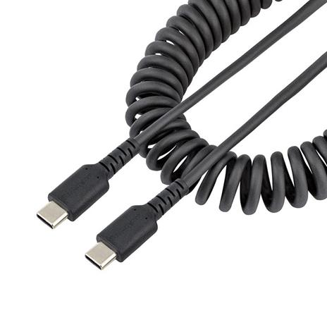 StarTech.com Cavo USB C Ricarica Veloce da 50cm; Cavetto USB tipo C 2.0 Spiralato di Alimentazione e Sincronizzazione; Resistente Cavo USB C/USB C corto in Fibra Aramidica, Maschio-Maschio, TPE - Nero