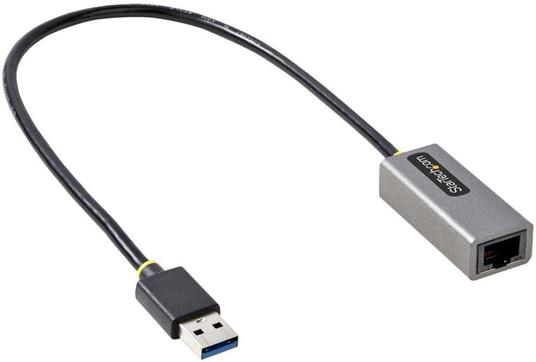 StarTech.com Adattatore USB Ethernet, Convertitore USB 3.0 a Ethernet 10/100/1000 Gigabit per Laptop, Cavo integrato 30 cm, Adattatore USB a RJ45, Scheda di Rete LAN esterna USB 3.0 - 8