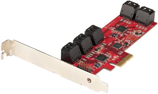 StarTech.com Scheda PCIe SATA - Scheda di Espansione PCIe SATA a 10 porte - 6 Gbps - Staffa a Profilo Basso/Alto - 10 Connettori SATA - ASM1062 Senza Raid - Convertitore da PCI Express a SATA