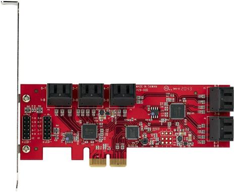 StarTech.com Scheda PCIe SATA - Scheda di Espansione PCIe SATA a 10 porte - 6 Gbps - Staffa a Profilo Basso/Alto - 10 Connettori SATA - ASM1062 Senza Raid - Convertitore da PCI Express a SATA - 3
