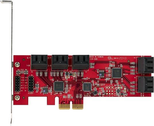 StarTech.com Scheda PCIe SATA - Scheda di Espansione PCIe SATA a 10 porte - 6 Gbps - Staffa a Profilo Basso/Alto - 10 Connettori SATA - ASM1062 Senza Raid - Convertitore da PCI Express a SATA - 3