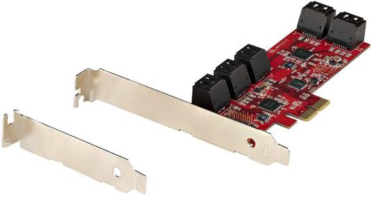 StarTech.com Scheda PCIe SATA - Scheda di Espansione PCIe SATA a 10 porte - 6 Gbps - Staffa a Profilo Basso/Alto - 10 Connettori SATA - ASM1062 Senza Raid - Convertitore da PCI Express a SATA - 5