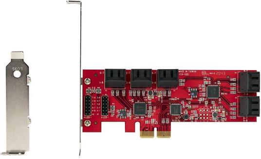 StarTech.com Scheda PCIe SATA - Scheda di Espansione PCIe SATA a 10 porte - 6 Gbps - Staffa a Profilo Basso/Alto - 10 Connettori SATA - ASM1062 Senza Raid - Convertitore da PCI Express a SATA - 6