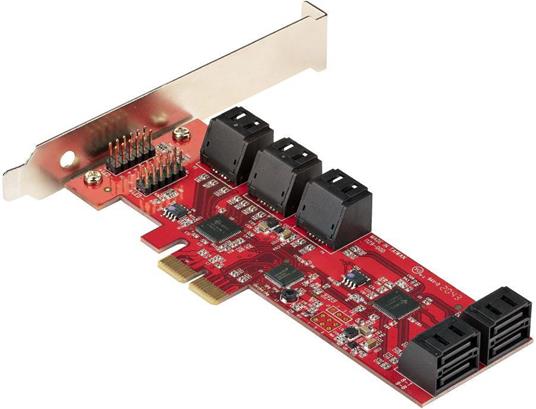 StarTech.com Scheda PCIe SATA - Scheda di Espansione PCIe SATA a 10 porte - 6 Gbps - Staffa a Profilo Basso/Alto - 10 Connettori SATA - ASM1062 Senza Raid - Convertitore da PCI Express a SATA - 7