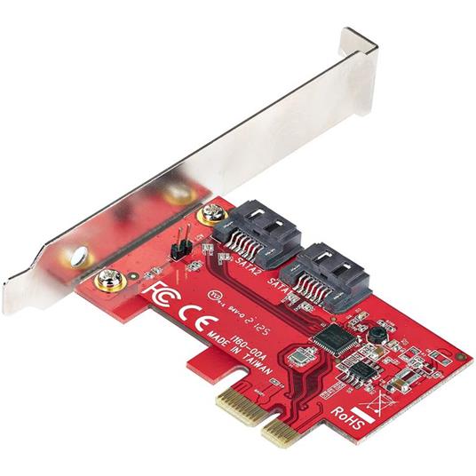 StarTech.com Scheda PCI Express SATA - Scheda Espansione PCIe SATA 2 Porte 6Gbps - Profilo Standard/Basso - Adattatore/Controller PCIe SATA 3 - Chipset ASM1061 no-Raid - Convertitore PCIe a SATA III - 2