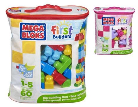 Mega Bloks - Sacca Eco Blocchi First Builders con 60 Blocchi da Costruzione Coloratissimi