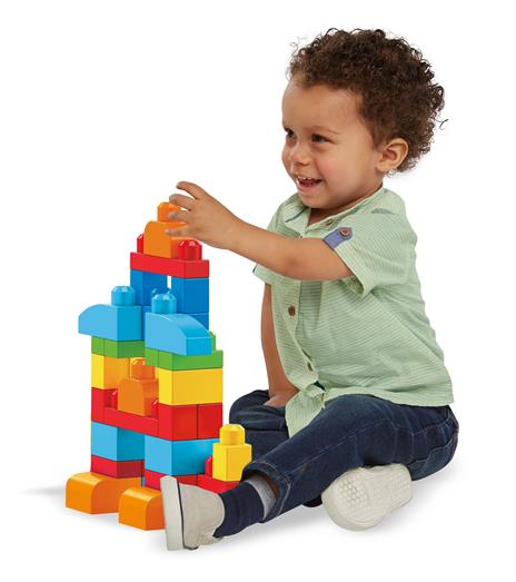 Mega Sacca Ecologica Blocchi da Costruzione con 60 Pezzi, colore Azzurro, Giocattolo per Bambini 1+ Anni. Mattel (DCH55) - 5