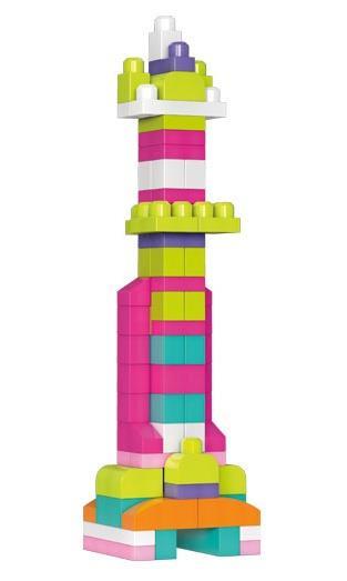 Mega Sacca Ecologica Blocchi da Costruzione con 60 Pezzi, colore Rosa, Giocattolo per Bambini 1+ Anni. Mattel (DCH54) - 2
