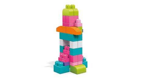 Mega Sacca Ecologica Blocchi da Costruzione con 60 Pezzi, colore Rosa, Giocattolo per Bambini 1+ Anni. Mattel (DCH54) - 4