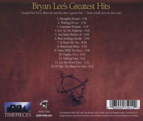 Timepieces. Greatest Hits - CD Audio di Bryan Lee - 2