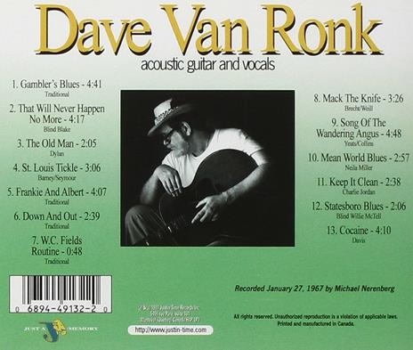 Live at Sir George William - CD Audio di Dave Van Ronk - 2