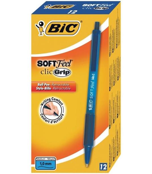 Penna a sfera a scatto Bic Soft Feel clic blu punta 1 mm. Confezione 12  pezzi - Bic - Cartoleria e scuola