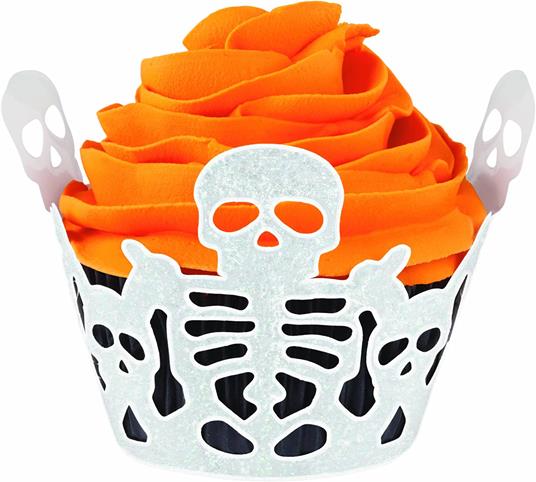 Wilton Skeleton Cupcake Wrap 18 Pezzi, Carta, Scheletro