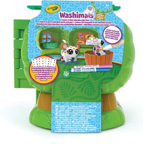 CRAYOLA- Washimals Safari, Set Casetta sull'Albero, per Colorare e Fare Il Bagnetto ai Cuccioli, attività Creativa e Regalo per Bambini, da 3 Anni, Colori Assortiti, 74-7476 - 2