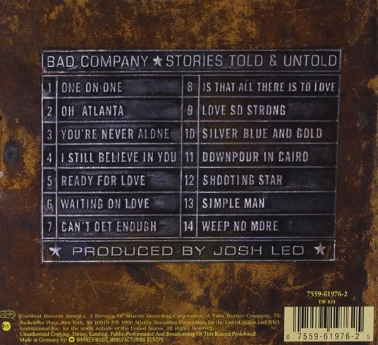 Stories Told and Untold - CD Audio di Bad Company - 2