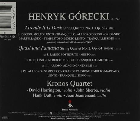 String Quartets 1&2 - CD Audio di Henryk Mikolaj Gorecki - 2