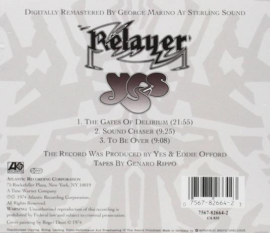 Relayer - CD Audio di Yes - 2