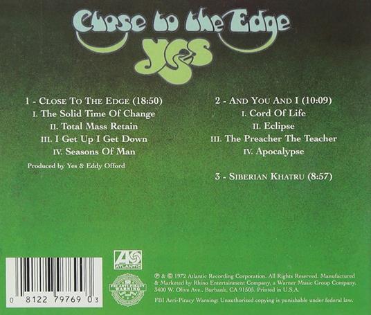 Close to the Edge - CD Audio di Yes - 2