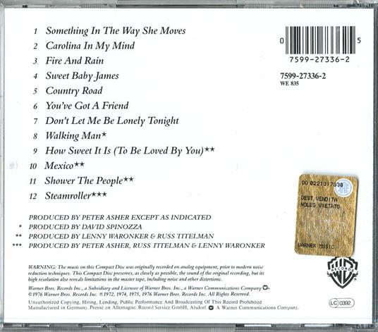 Greatest Hits - CD Audio di James Taylor - 2