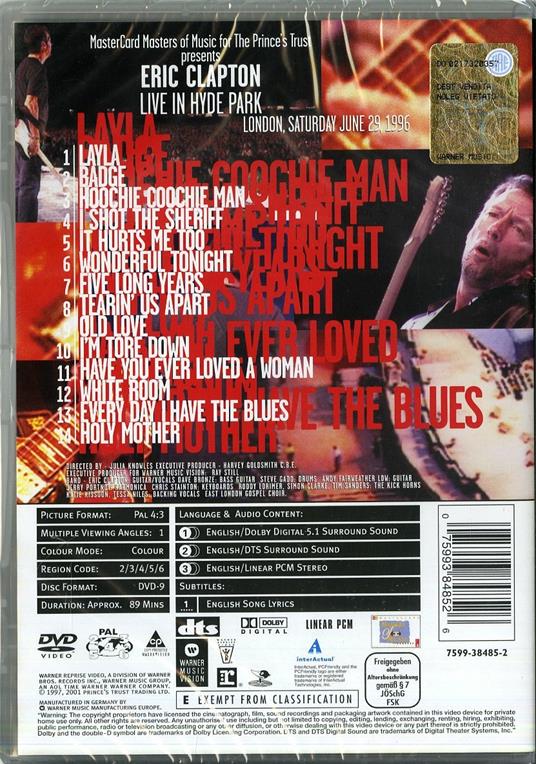 Eric Clapton. Live in Hyde Park 1996 (DVD) - DVD di Eric Clapton - 2