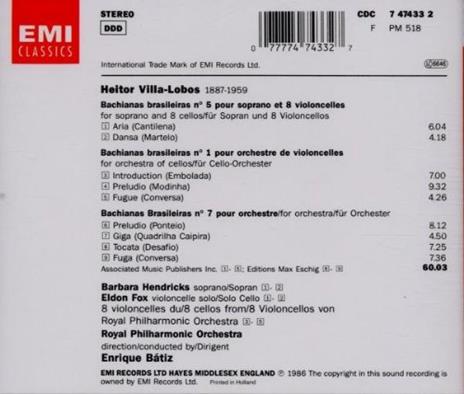 Bachianas brasileiras n.1, n.5, n.7 - CD Audio di Heitor Villa-Lobos,Barbara Hendricks,Royal Philharmonic Orchestra,Enrique Batiz - 2
