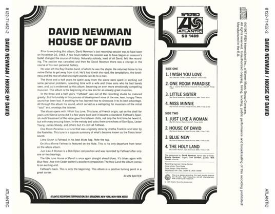 House of David (Japan 24 Bit) - CD Audio di David Fathead Newman - 2