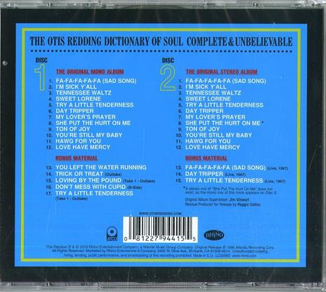 Complete & Unbelievable. The Otis Redding Dictionary of Soul - CD Audio di Otis Redding - 2