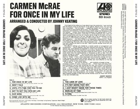 For Once in My Life - CD Audio di Carmen McRae - 2