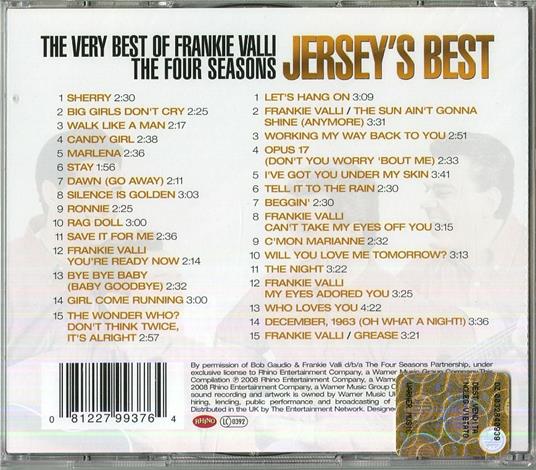 Jersey's Best - CD Audio di Frankie Valli & the Four Seasons - 2
