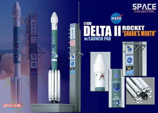 Delta Ii Rocket Usaf Gps-Iir-16 Shark's Mouth With Launch Pad 1:400 Plastic Model Kit Ripdwi 56334