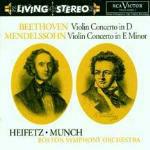 Concerti per violino - CD Audio di Ludwig van Beethoven,Felix Mendelssohn-Bartholdy,Jascha Heifetz,Charles Munch,Boston Symphony Orchestra