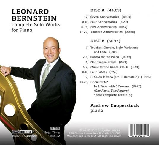 Complete Works For Piano (2 Cd) - CD Audio di Leonard Bernstein - 2
