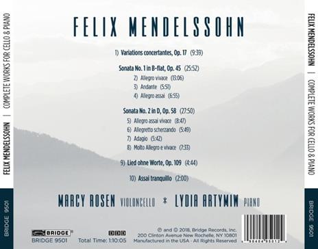 Musica per Violoncello - CD Audio di Felix Mendelssohn-Bartholdy - 2