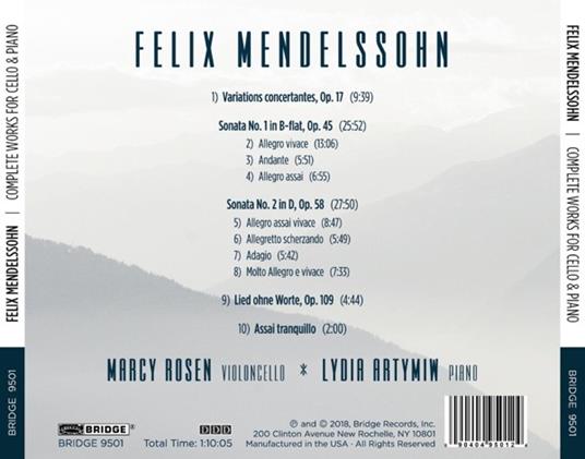 Musica per Violoncello - CD Audio di Felix Mendelssohn-Bartholdy - 2