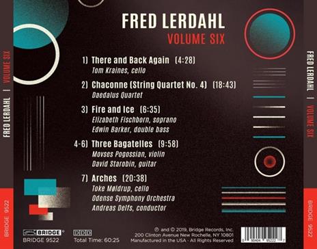 Fred Lerdahl Vol. 6 - CD Audio di F. Lerdahl - 2