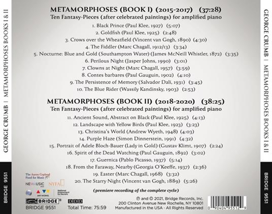 George Crumb. Metamorphoses, Book I And Ii - CD Audio di Marcantonio Barone - 2