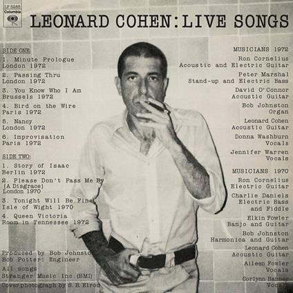 Live Songs - Vinile LP di Leonard Cohen