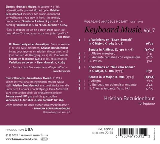 Sonate K310, K284 - CD Audio di Wolfgang Amadeus Mozart,Kristian Bezuidenhout - 2